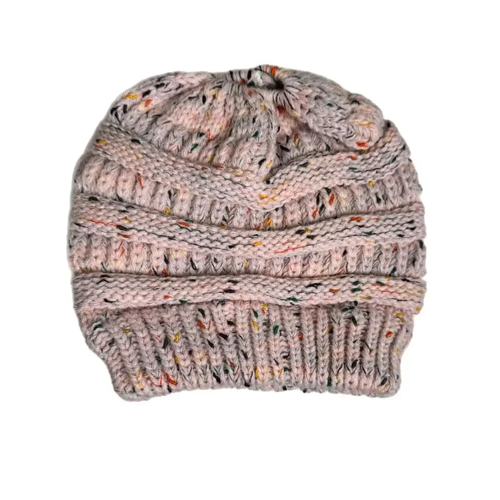 Ponytail Beanie in Pink Confetti